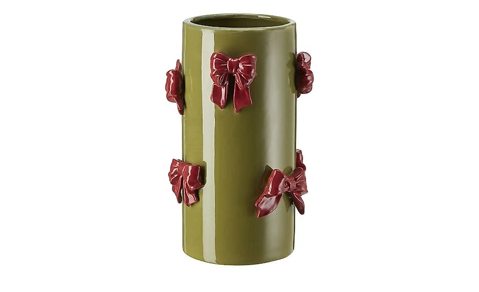 HOME STORY Vase mit 3D Schleifen   ¦ grün ¦ Dolomite ¦ Maße (cm): H: 26  Ø: günstig online kaufen
