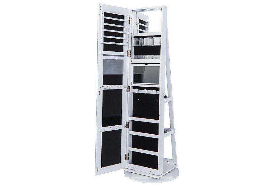 COSTWAY Schmuckschrank mit Ganzkörperspiegel & LED stehend, drehbar, abschl günstig online kaufen