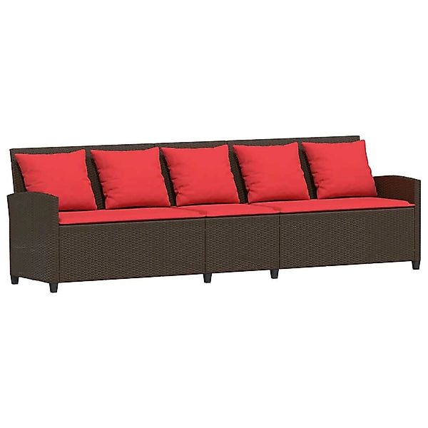 vidaXL Gartensofa 5-Sitzer mit Kissen Braun Poly Rattan 4104119 günstig online kaufen