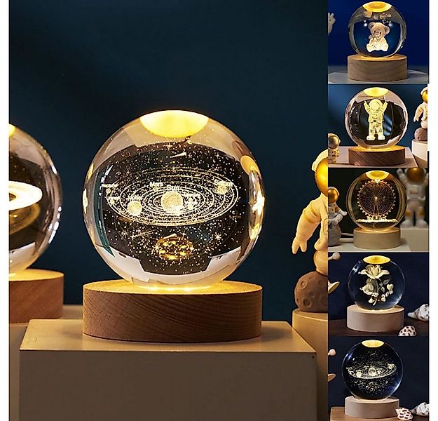 PRIISF LED Dekolicht 3D-Kristallkugel Nachtlicht Leuchtende Nachttischlampe günstig online kaufen