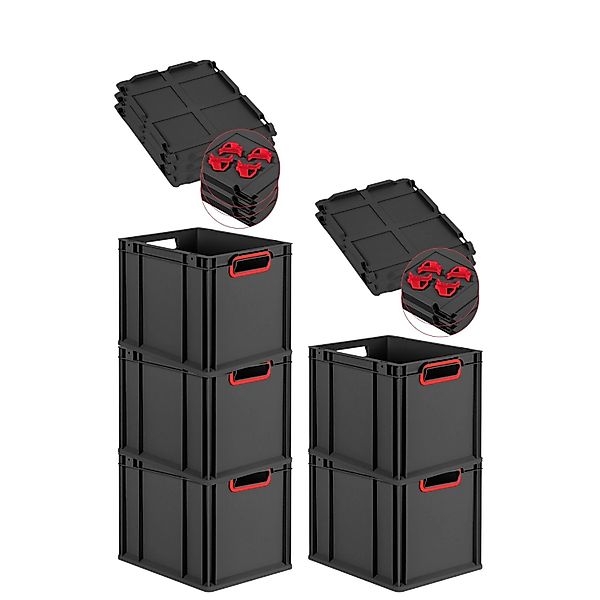 PROREGAL SparSet 5x Eurobox Nextgen Color Mit Auflagedeckel HxBxT 32x30x40c günstig online kaufen