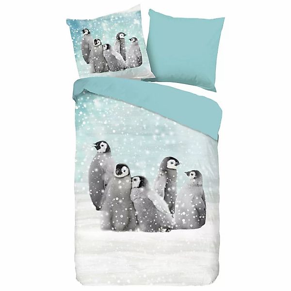 good morning Kinderbettwäsche »Pengu«, Biber, 135x200, Weich, Warm, Reißver günstig online kaufen