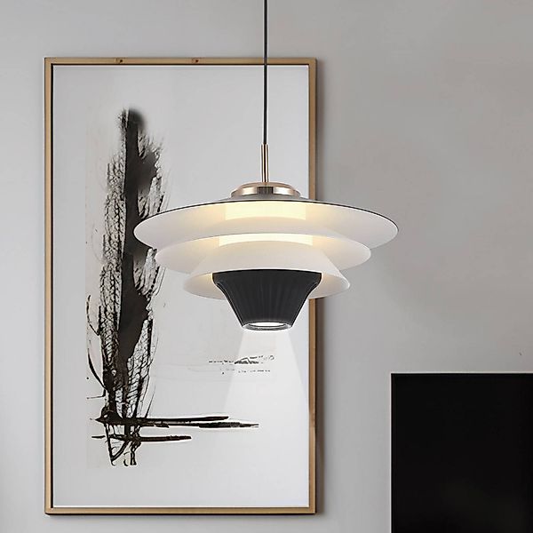 LED-Pendellampe Manley, schwarz/weiß, Ø 22 cm, Metall günstig online kaufen