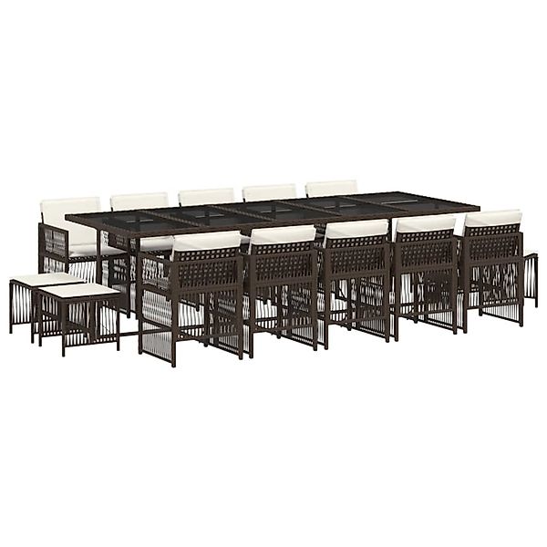 vidaXL 15-Tlg Garten-Essgruppe mit Kissen Braun Poly Rattan 3210993 günstig online kaufen