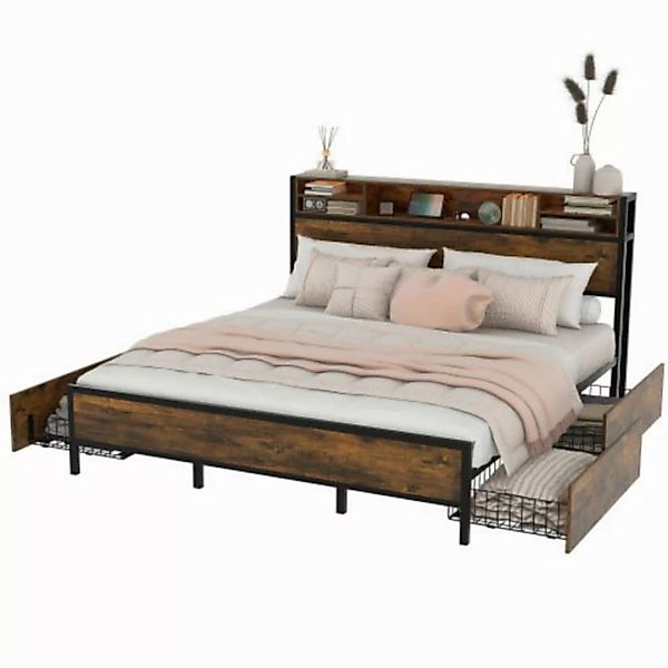 TavilaEcon Metallbett Flachbett Doppelbett Jugendbett Erwachsenebett mit 4 günstig online kaufen