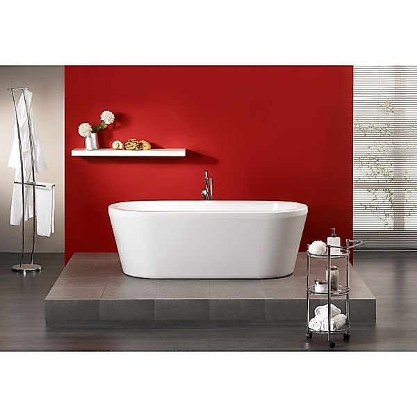Freistehende Badewanne Flora 179,5 cm x 80 cm Weiß günstig online kaufen
