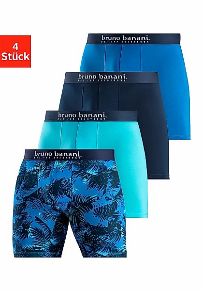 Bruno Banani Langer Boxer Packung, 4er-Pack, 4 Stk. mit Palmendruck und uni günstig online kaufen