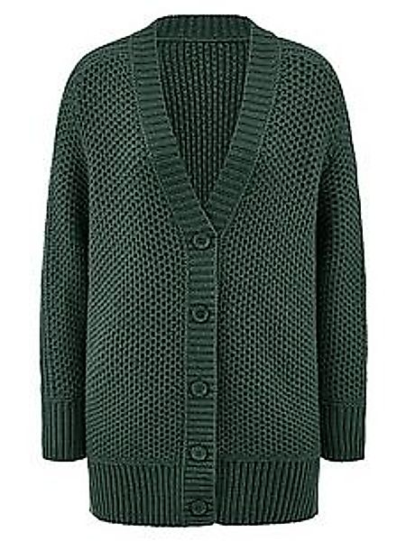 Long-Strickjacke aus Schurwolle und Kaschmir Fadenmeister Berlin türkis günstig online kaufen