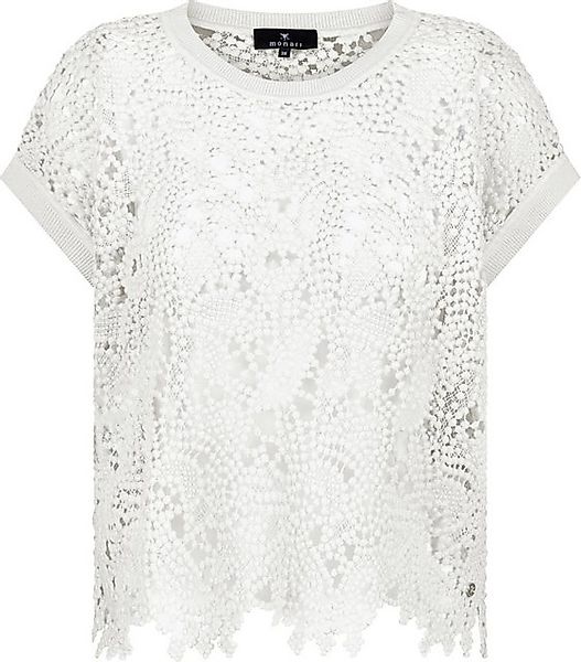 Monari Kurzarmshirt Kurzarm-Pullover mit Spitze cream günstig online kaufen