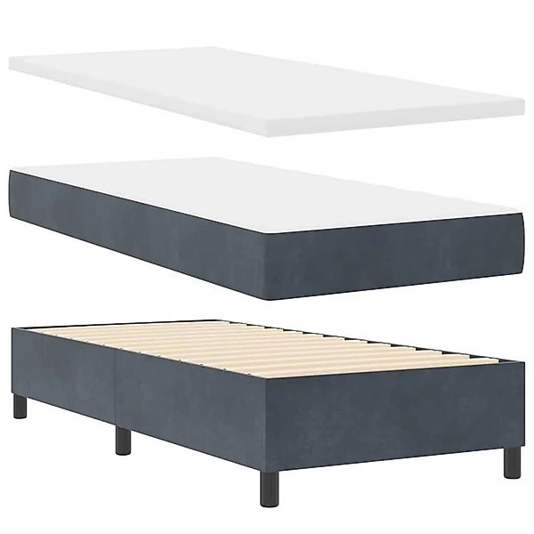 vidaXL Boxspringbett mit Matratze Dunkelgrau 100 x 200 cm Samt 3344559 günstig online kaufen