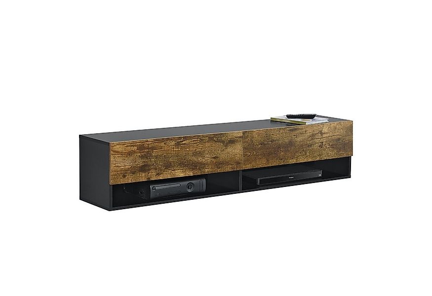 en.casa Hängeschrank Halmstad TV Lowboard 140 cm zwei Ablagefächer Schwarz günstig online kaufen