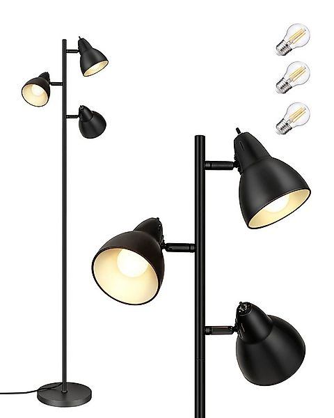 EDISHINE Stehlampe Wohnzimmer 163cm, 3-flammige Standleuchte, LED wechselba günstig online kaufen