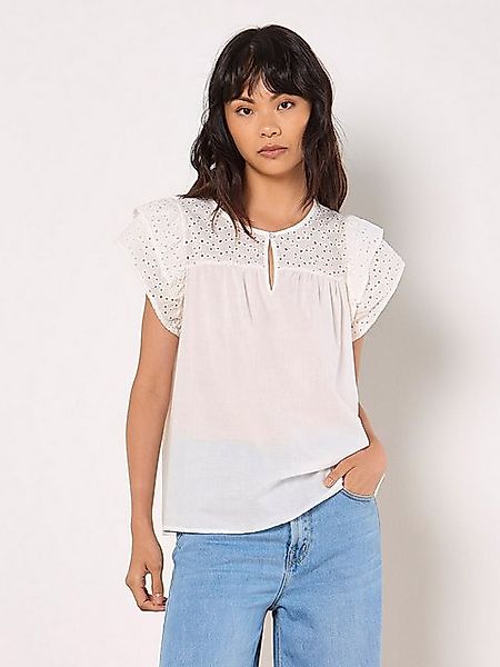 Apricot Blusentop Broderie-Baumwolltop, mit Rüschen am Arm günstig online kaufen