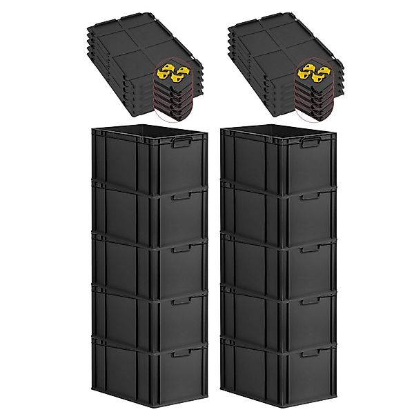 PROREGAL SparSet 10x Eurobox Nextgen Grip Mit Auflagedeckel Und Gelben Vers günstig online kaufen