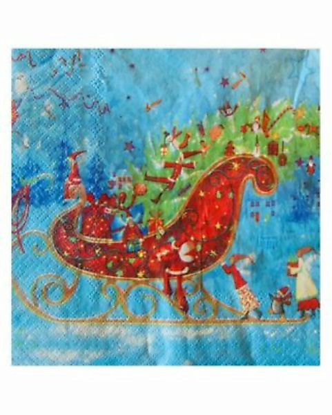 Weihnachtsservietten mit Schlitten-Motiv Papierservietten blau günstig online kaufen