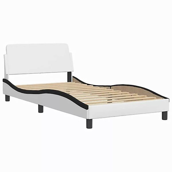 vidaXL Bett Bettgestell mit Kopfteil Weiß und Schwarz 100x200 cm Kunstleder günstig online kaufen