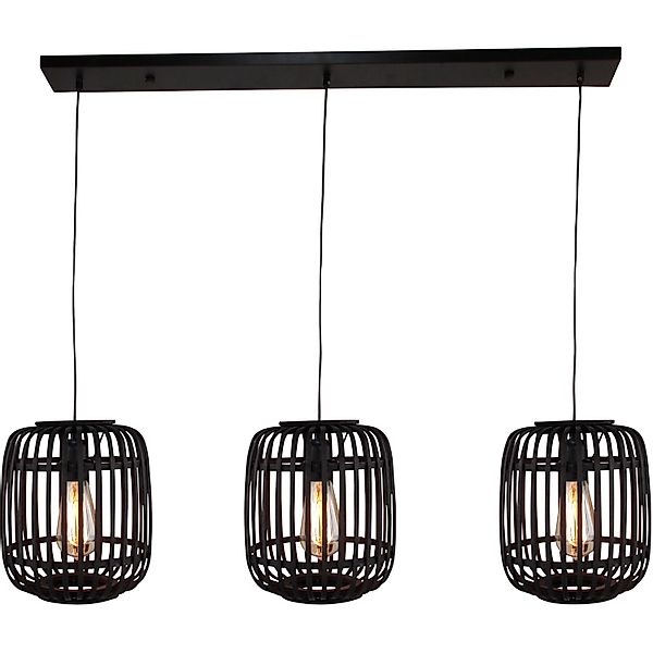 Brilliant Pendelleuchte Woodrow 3-flammig Schwarz günstig online kaufen
