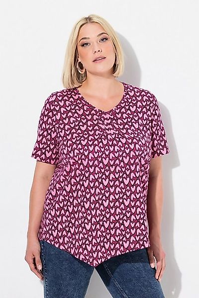 Ulla Popken T-Shirt T-Shirt Herzen Zipfelsaum günstig online kaufen