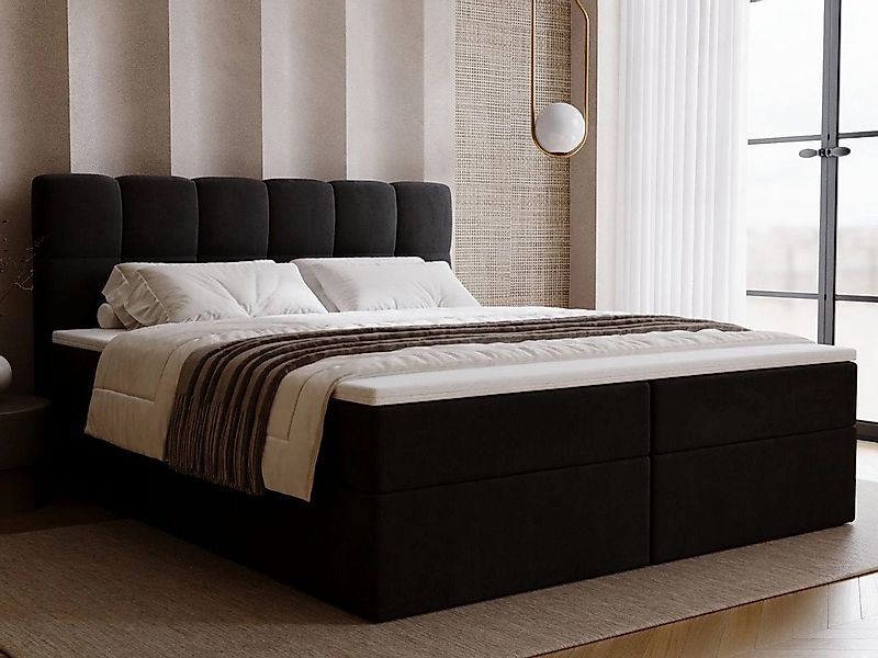 GrainGold Boxspringbett mit Bettkästen MAISON, Bett mit Kopfteil - 200x200 günstig online kaufen