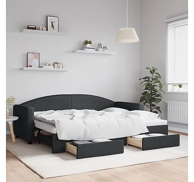 vidaXL Bett, Tagesbett Ausziehbar mit Schubladen Schwarz 80x200 cm Stoff günstig online kaufen