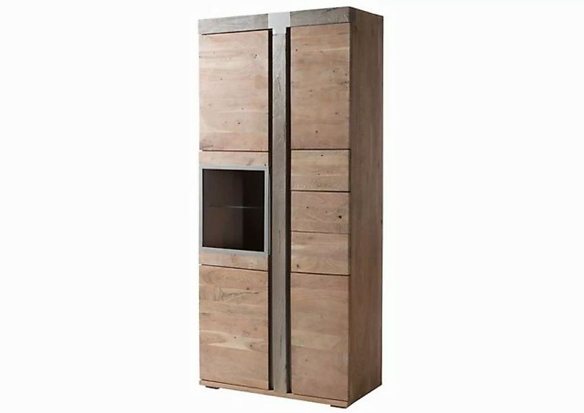 Massivmoebel24 Standvitrine (Vitrine Akazie 90x45x204 beige lackiert Amster günstig online kaufen