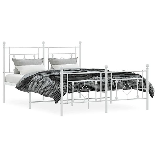 vidaXL Bettgestell mit Kopf- und Fußteil Metall Weiß 140x190 cm 374406 günstig online kaufen