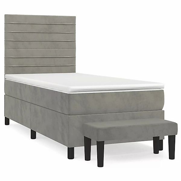 vidaXL Boxspringbett mit Matratze Hellgrau 100x200 cm Samt1357136 günstig online kaufen