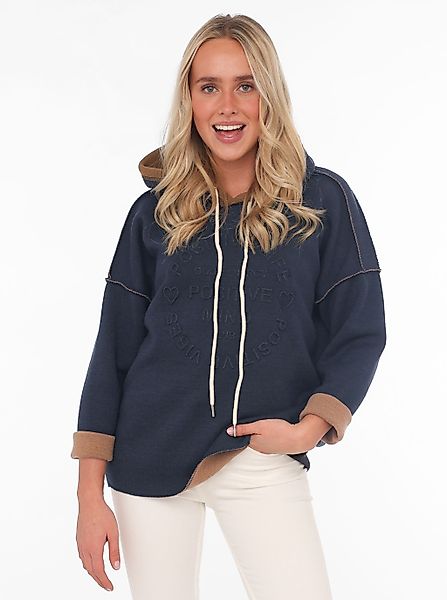 Zwillingsherz Hoodie ""Positive Mind"", Kapuze, 3/4 Arm, tonaler Schriftzug günstig online kaufen