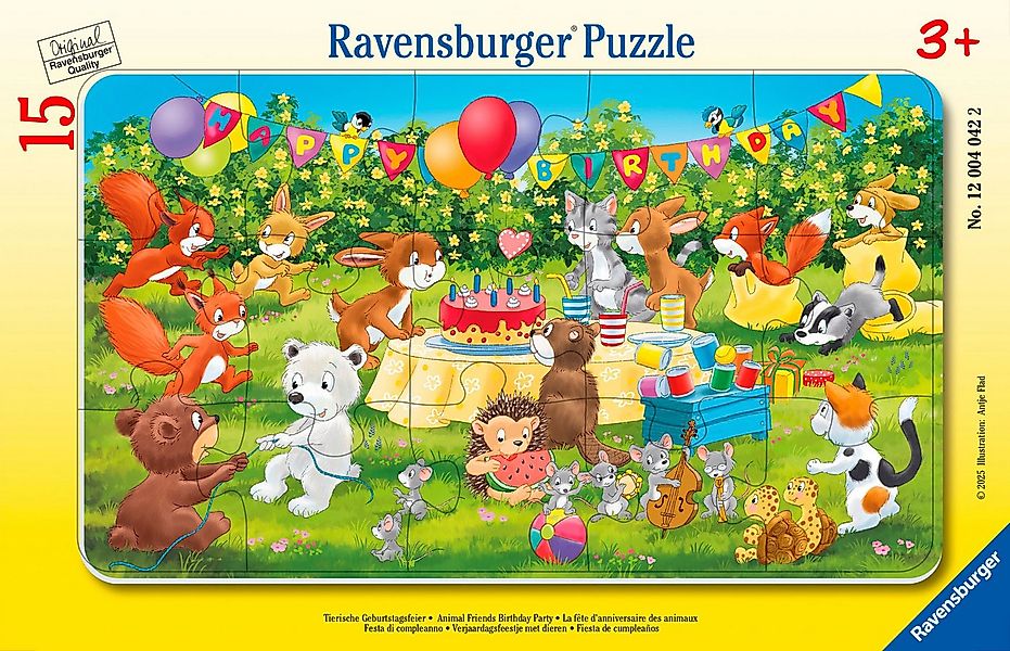 Ravensburger Rahmenpuzzle Tierische Geburtstagsfeier, 15 Puzzleteile, Made günstig online kaufen