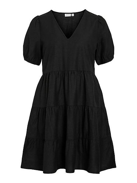 Vila Shirtkleid Legeres Blusen Kleid mit Rüschen und kurzen Ärmeln (lang) V günstig online kaufen