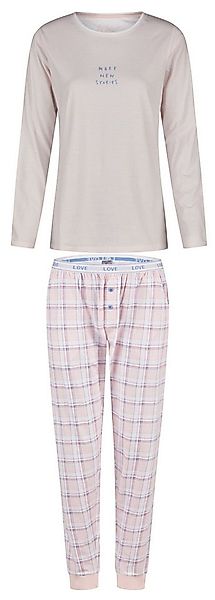 By Louise Schlafanzug Damen Pyjama lang (2 tlg) Baumwolle karierte Hose günstig online kaufen