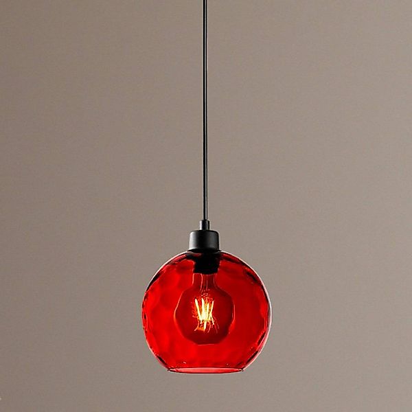 Pendelleuchte Benek, rot, Glas, Ø 20 cm, E27 günstig online kaufen