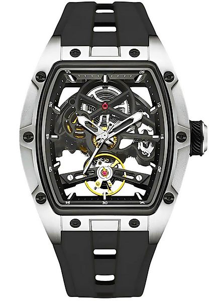 S&T Design Automatikuhr Armbanduhr Herren Uhr Edelstahl Silikon Skelett Ske günstig online kaufen