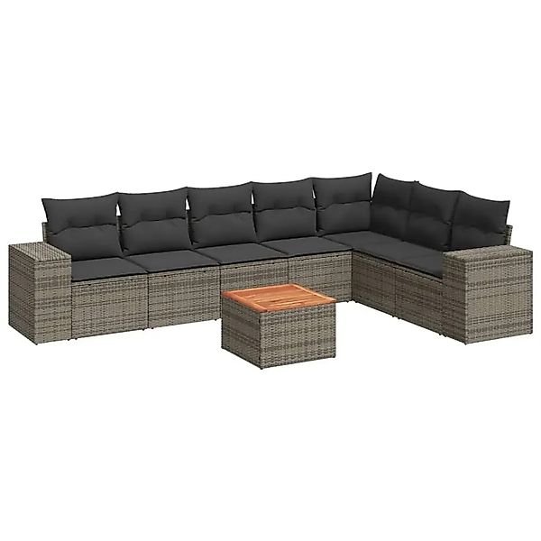 vidaXL 8-Tlg Garten-Sofagarnitur mit Kissen Grau Poly Rattan 3257810 günstig online kaufen