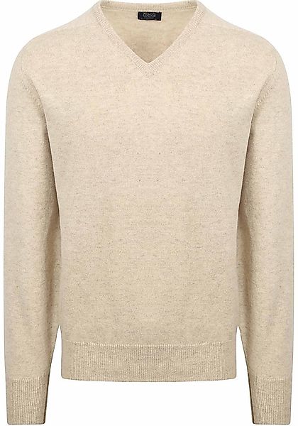 William Lockie V-Ausschnitt Pullover Lammwolle Linen Beige - Größe M günstig online kaufen