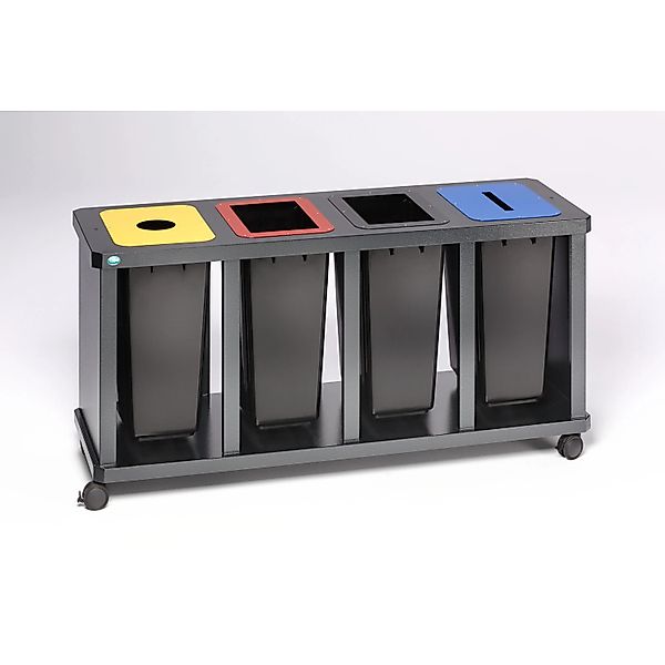 PROREGAL Robuste Wertstoffsammelstation 4 Fach Mit Behälter 58 Liter HxBxT günstig online kaufen