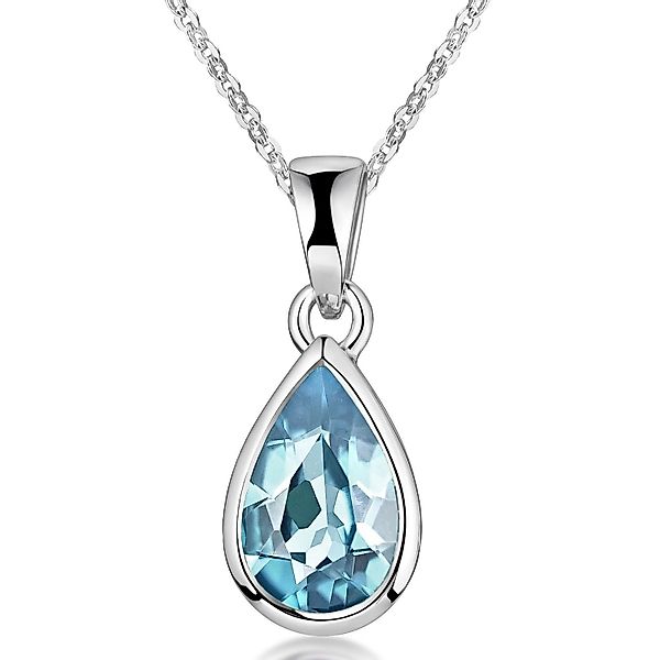 Materia Kettenanhänger Tropfen Blautopas Edelstein Hellblau KA-274, 925 Ste günstig online kaufen