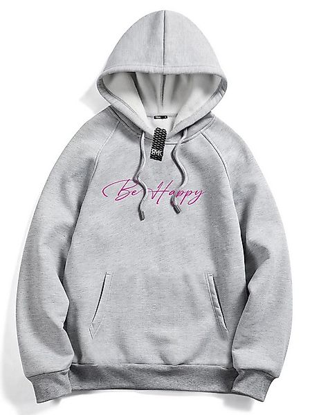 RMK Hoodie Damen Kapuzenpullover Pullover Loose Fit Oversize Be Happy Glück günstig online kaufen