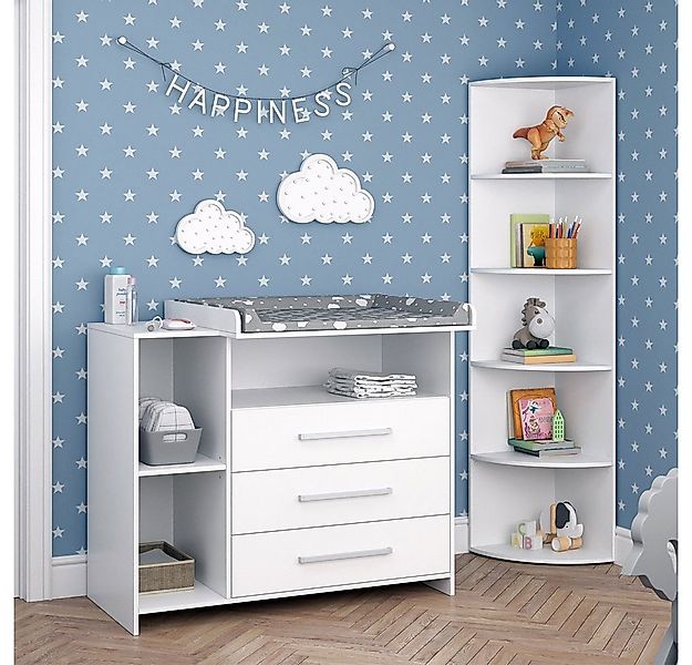 Vicco Babymöbel-Set Oskar, Weiß, 2 Teile, mit Wickelkommode und Spielzeugre günstig online kaufen