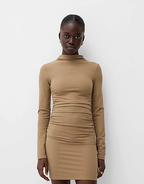 Bershka Minikleid Mit Langen Ärmeln Damen Xs Camel günstig online kaufen