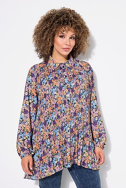 Ulla Popken Longbluse Plissee-Bluse Blüten A-Linie günstig online kaufen
