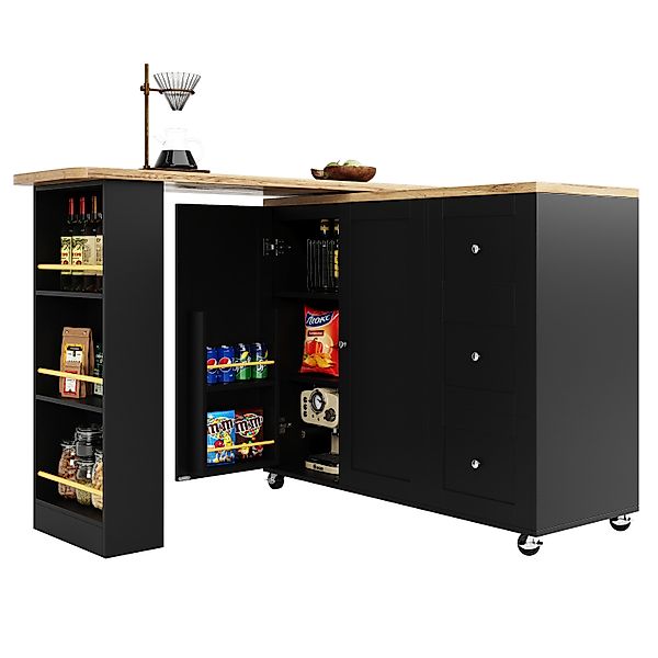 i@home Stehtisch 360° drehbarer Stehtisch auf Rollen, mit drei Schubladen ( günstig online kaufen