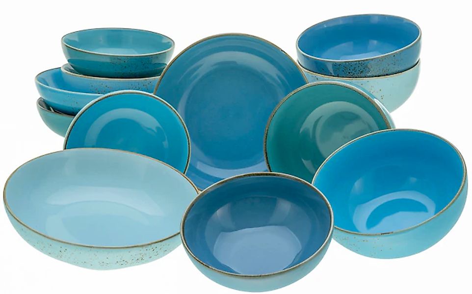 CreaTable Schale »NATURE COLLECTION Aqua« 12 Stk. aus Steinzeug Salatschale günstig online kaufen