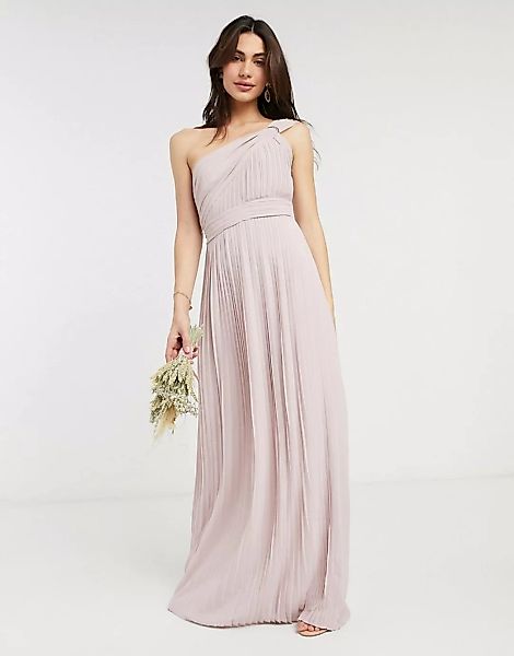 TFNC – Langes, plissiertes Brautjungfern-Kleid mit One-Shoulder-Träger in R günstig online kaufen