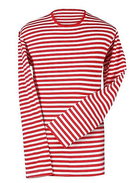 thetru T-Shirt Herren Ringelshirt langarm rot-weiß – alltagstaugl Rot-weiß günstig online kaufen