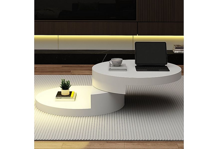 REDOM Couchtisch mit 360° drehbarer Tischplatte (Satztisch, 1-St., Doppelsc günstig online kaufen