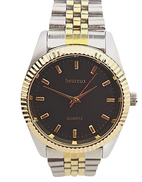 Rötting Design Quarzuhr Herrenuhr Quarz goldfarbene Lünette schwarzes Ziffe günstig online kaufen