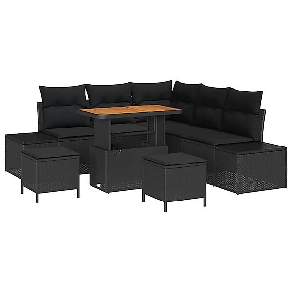 vidaXL Garten-Sofa-Set mit Kissen 8-Tlg Schwarz Poly Rattan 3362784 günstig online kaufen