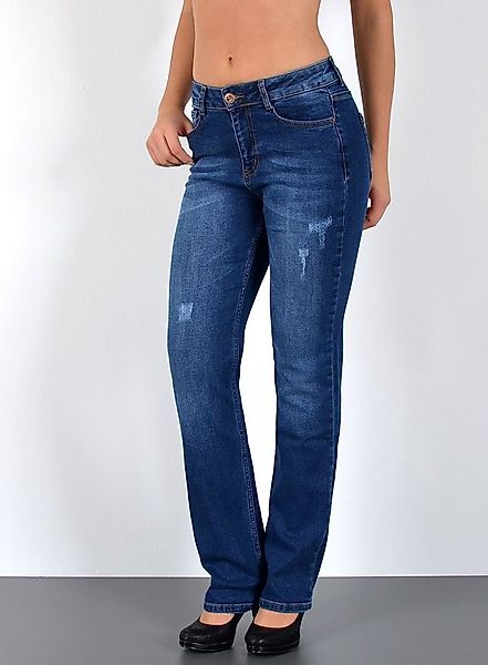 ESRA Straight-Jeans Damen Jeans Geradeschnitt Stretch Jeans Damen Regular F günstig online kaufen
