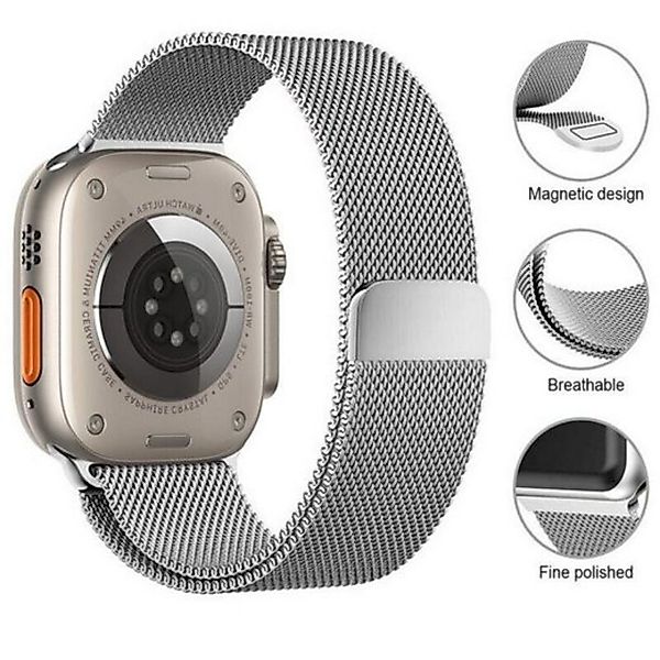 SmartUP Smartwatch-Armband für Apple Watch 11-1 / SE Ultra Metall Milanese günstig online kaufen